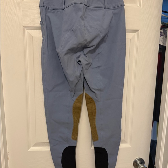 Tailored Sportsman 30 R. Blue Riding Pants with Tan Patches - Picture 2 of 3